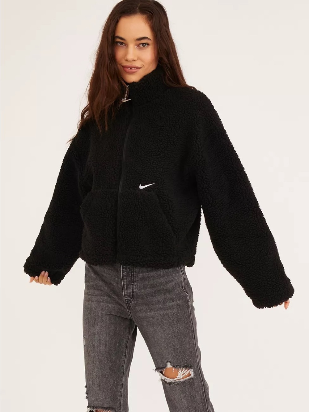 Nike Black Sherpa Zip-Up Jacket